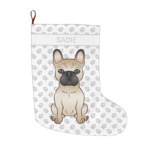 Fawn With Black Mask French Bulldog Dog  Name Large Christmas Stocking