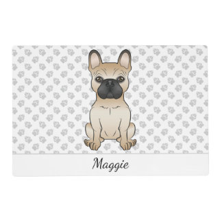 Fawn With Black Mask French Bulldog Dog &amp; Name Placemat
