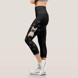 Fawn With Black Mask French Bulldog Dog & Paws Capri Leggings