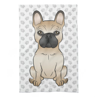 Fawn With Black Mask French Bulldog Dog &amp; Paws Kitchen Towel