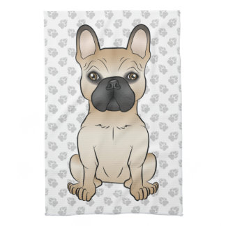 Fawn With Black Mask French Bulldog Dog & Paws Kitchen Towel