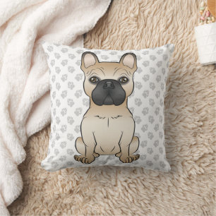 Fawn With Black Mask French Bulldog Dog & Paws Throw Pillow