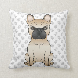 Fawn With Black Mask French Bulldog Dog &amp; Paws Throw Pillow