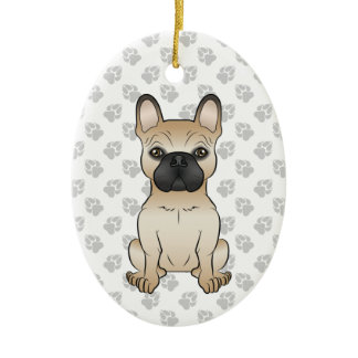 Fawn With Black Mask French Bulldog Dog &amp; Text Ceramic Ornament
