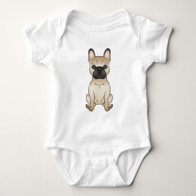 Fawn With Black Mask French Bulldog / Frenchie Dog Baby Bodysuit (Front)