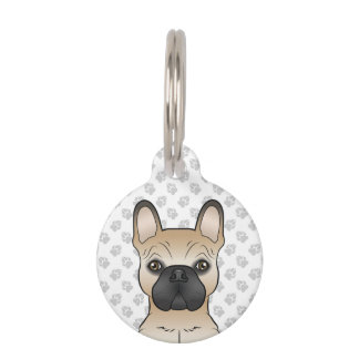 Fawn With Black Mask French Bulldog &amp; Pet's Info Pet ID Tag