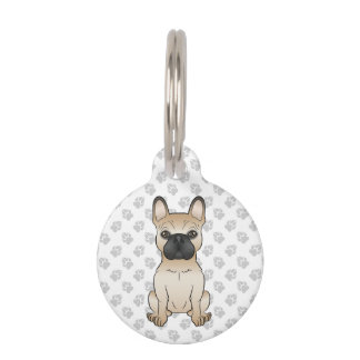 Fawn With Black Mask French Bulldog &amp; Pet's Info Pet ID Tag