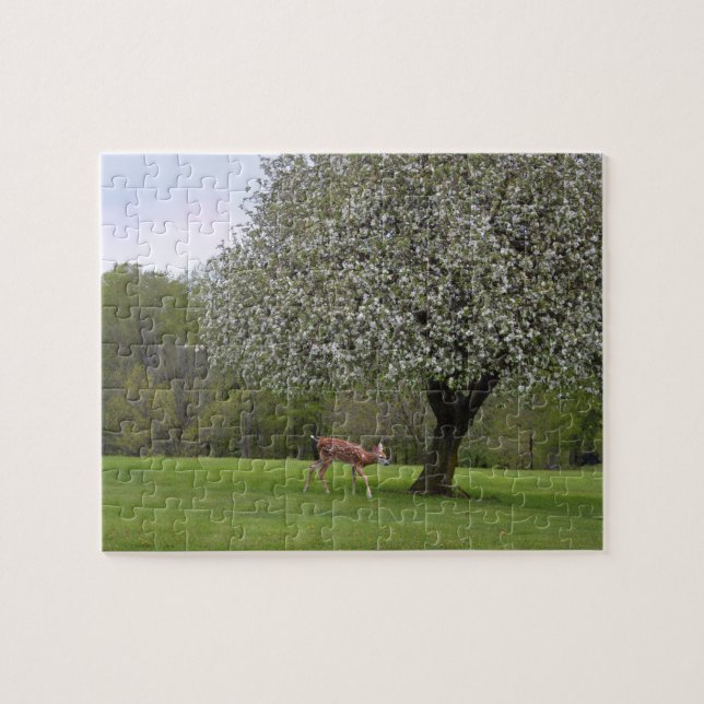 Fawn with Blossom Tree jigsaw puzzle (Horizontal)