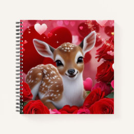 Fawn with Hearts & Roses  Notebook