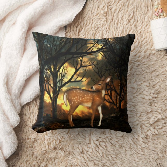 Fawn, Young Deer of the Forest Throw Pillow (Blanket)