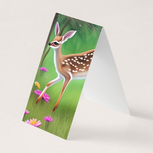 Fawns Chasing and Playing in a 3D Field of Flowers Business Card