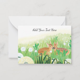 Fawns in Tall Grass Customizable Note Card