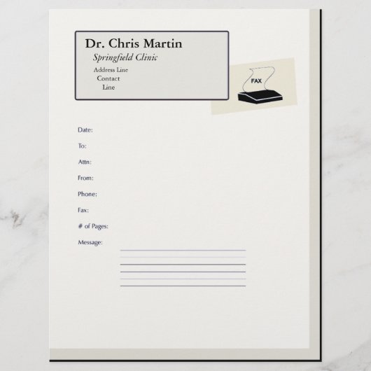 Fax Machine Cover Letter Custom Personalized (Front)