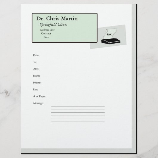 Fax Machine Cover Letter Customizable (Front)