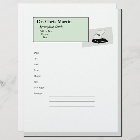 Fax Machine Cover Letter Customizable (Front/Back)