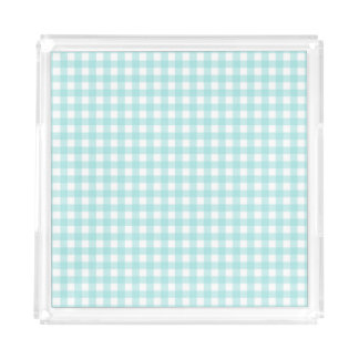 Faye and Lauren Aqua Blue Gingham 1 Acrylic Tray