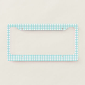 Faye and Lauren Aqua Blue Gingham 1 License Plate Frame