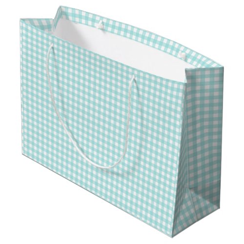 Faye and Lauren Aqua Blue Gingham Paper  Large Gift Bag