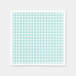 Faye and Lauren Aqua Blue Gingham Paper  Napkins