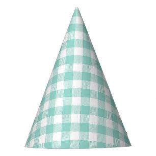 Faye and Lauren Aqua Plaid Party Hat