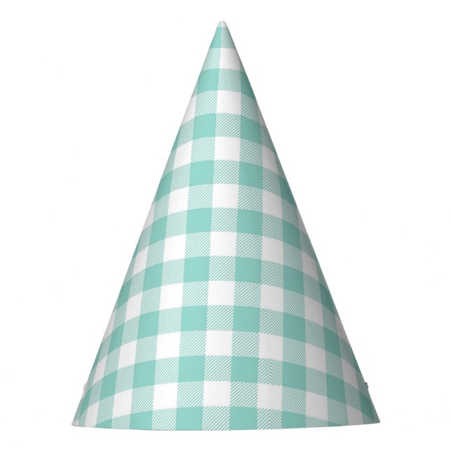 Faye and Lauren Aqua Plaid Party Hat (Front)