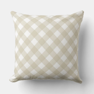 Faye and Lauren Beige Gingham Throw Pillow
