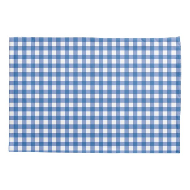 Faye and  Lauren Blue Gingham Pillow Case (Back)