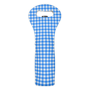 Faye and Lauren Blue Gingham Wine Bag