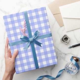 Faye and Lauren Blue Gingham Wrapping Paper
