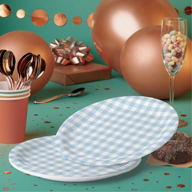 Faye and Lauren Blue Plaid Paper Plates (Multi)