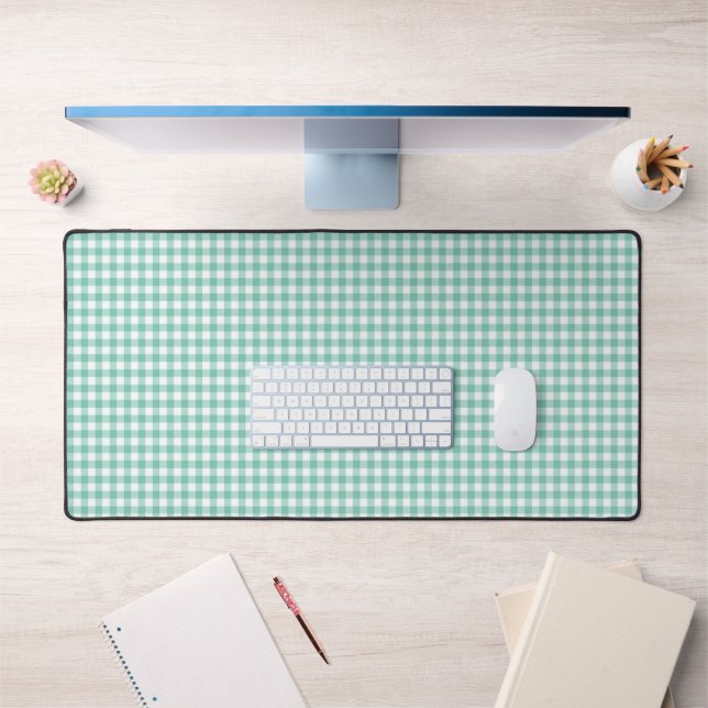 Faye and Lauren Bright Green Gingham Desk Mat (Office 1)