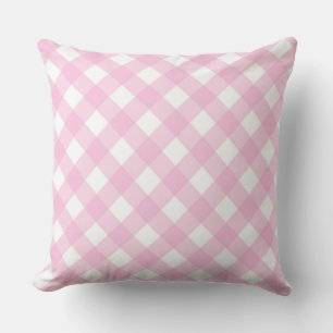 Faye and Lauren Bright Pink Gingham Throw Pillow