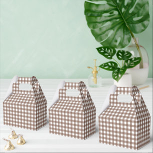 Faye and Lauren Brown Gingham Favor Boxes