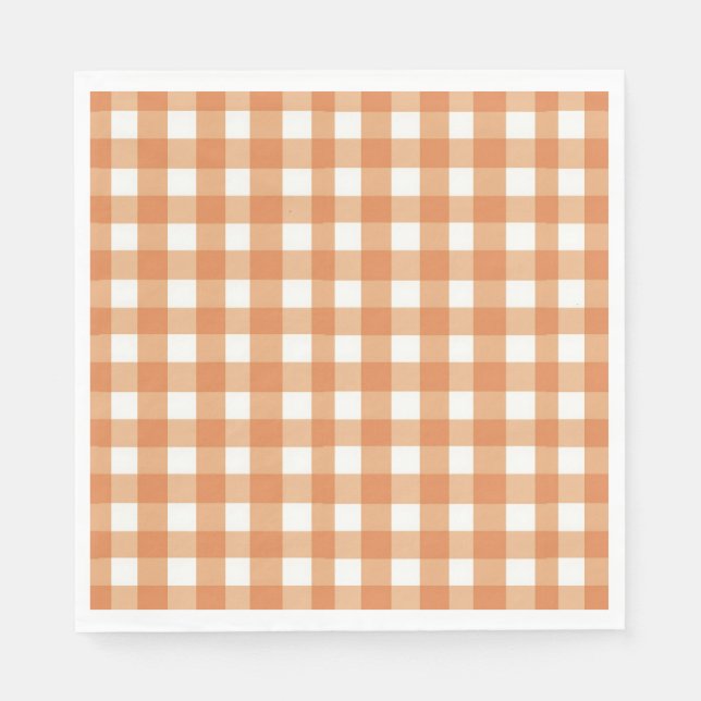 Faye and Lauren Brown Gingham Napkins (Front)