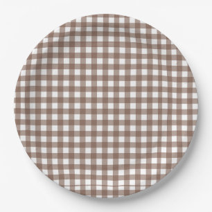 Faye and Lauren Brown Gingham Paper Plates