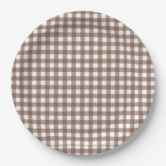 Faye and Lauren Brown Gingham Paper Plates