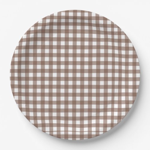 Faye and Lauren Brown Gingham Paper Plates