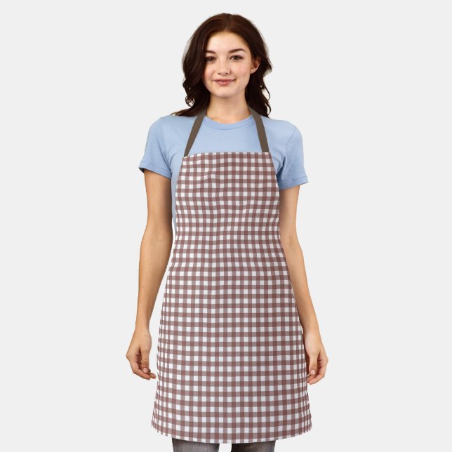 Faye and Lauren Chocolate Brown Gingham Apron (Worn)