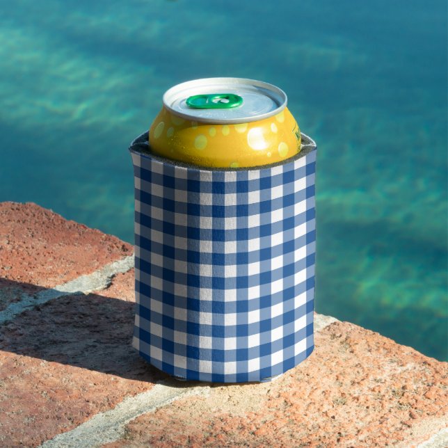 Faye and Lauren Dark Blue Gingham Can Cooler (In Situ Pool)