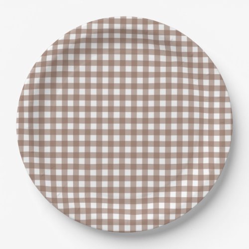 Faye and Lauren Fall Chocolate Brown Gingham Paper Plates
