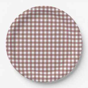 Faye and Lauren Fall Dark Brown Gingham Paper Plates
