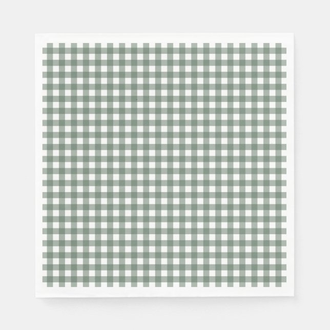 Faye and Lauren Fall Dark Green Gingham Napkins (Front)