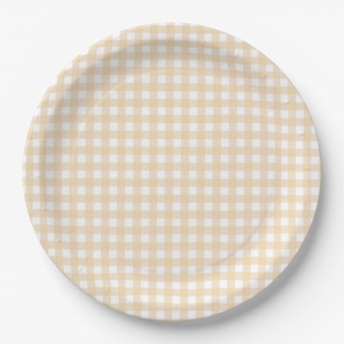 Faye and Lauren Fall Gingham Beige  Paper Plates
