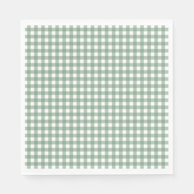 Faye and Lauren Fall Green Gingham Napkins (Front)