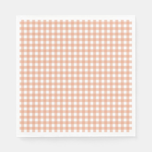 Faye and Lauren  Fall Light Brown Gingham Napkins (Front)