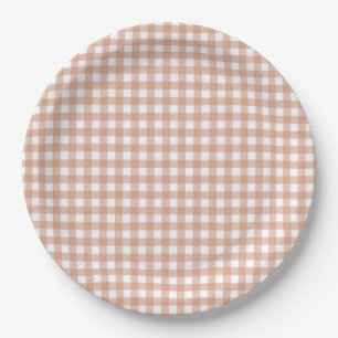 Faye and Lauren Fall Light Brown Gingham Paper Plates