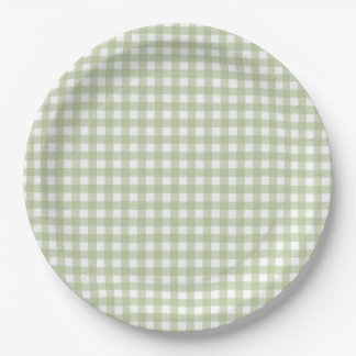 Faye and Lauren Fall Light Green Gingham Paper Plates