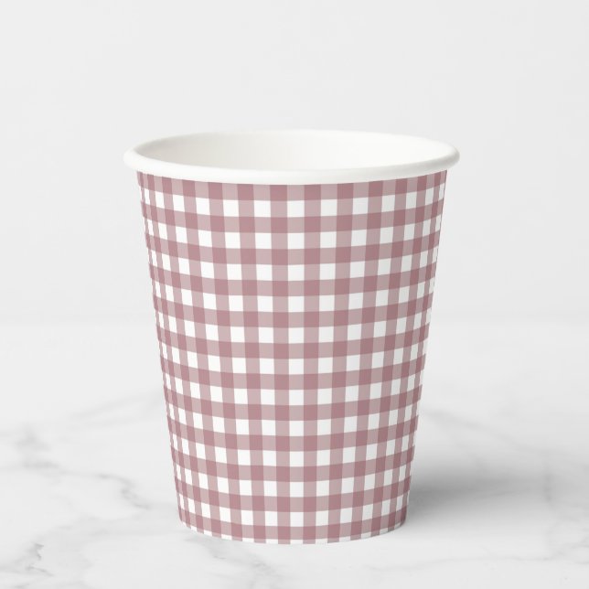 Faye and Lauren Fall Pink Gingham Paper Cups (Front)