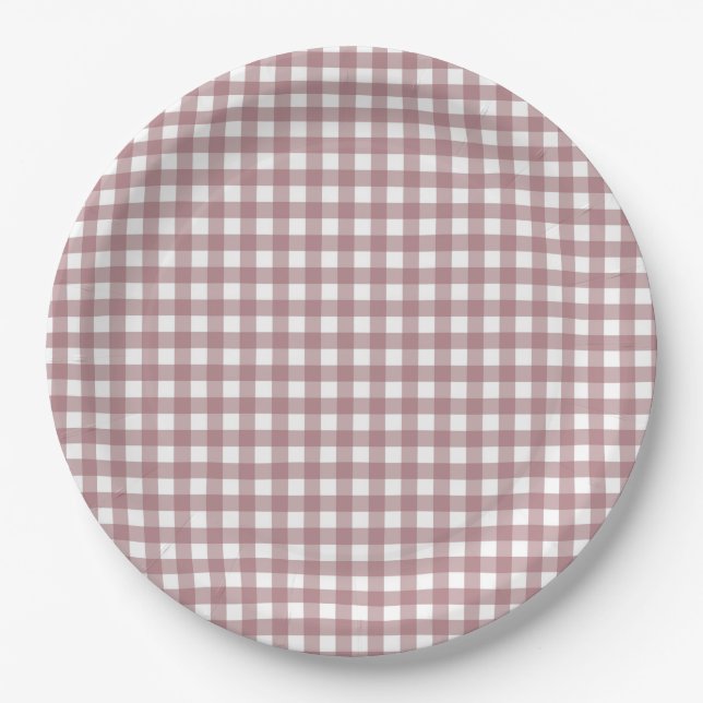 Faye and Lauren Fall Pink Gingham Paper Plates (Front)
