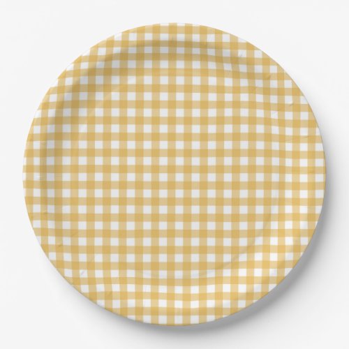 Faye and Lauren Fall Yellow Gingham  Paper Plates